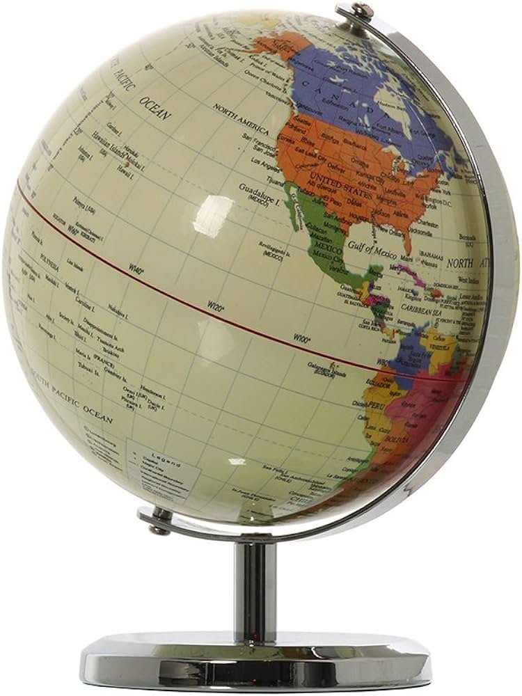 DRW - Bola del Mundo - Globo terráqueo Beige con países de Colores...