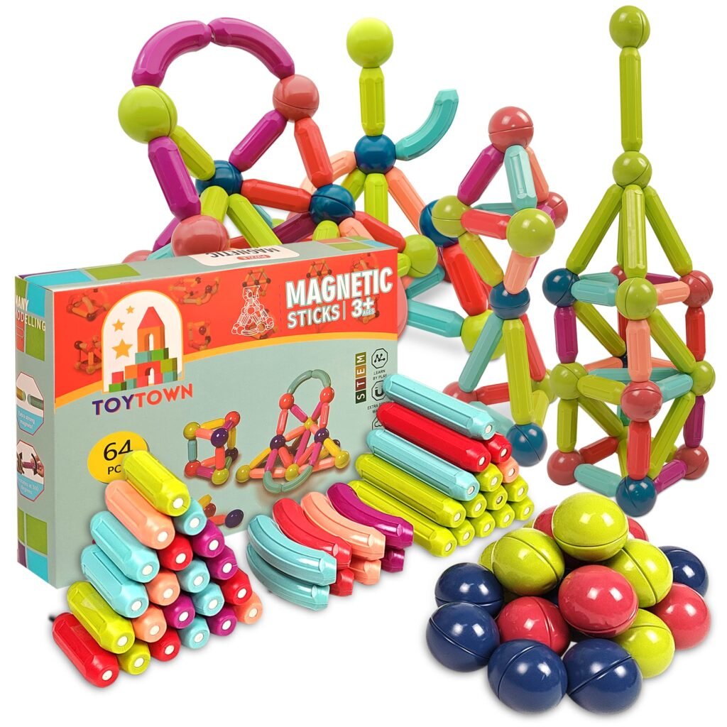 Amazon.com: TOYTOWN Juego de 64 bolas magnéticas extra fuertes y ...