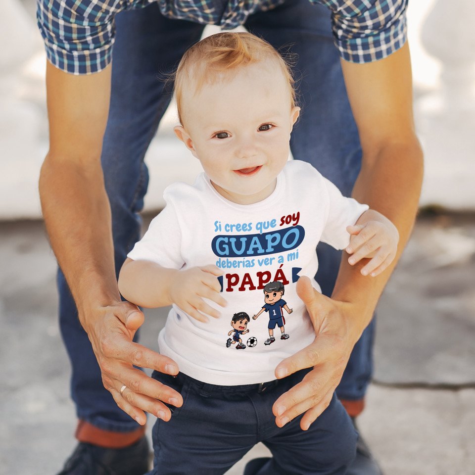 PACK Día del padre Camiseta bebé ‘Si crees que soy guapo…’ y taza ‘El mejor papá’