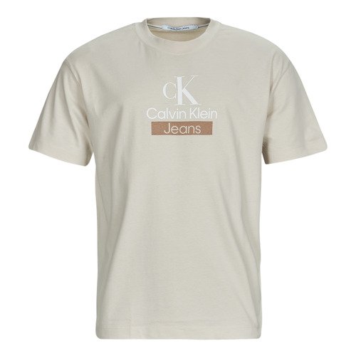 Calvin Klein Jeans STACKED ARCHIVAL TEE Beige - Envío gratis ...