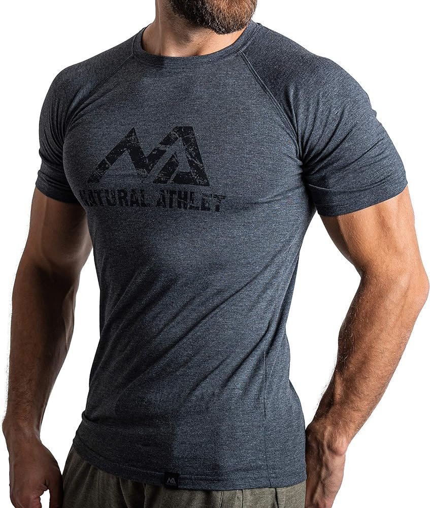 Natural Athlet Camiseta de fitness de corte entallado para hombre – Camiseta larga de secado rápido para gimnasio – culturismo, entrenamiento de...
