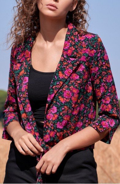 Top Chaqueta Mujer Primavera Verano Casual Estampado flores Romántico