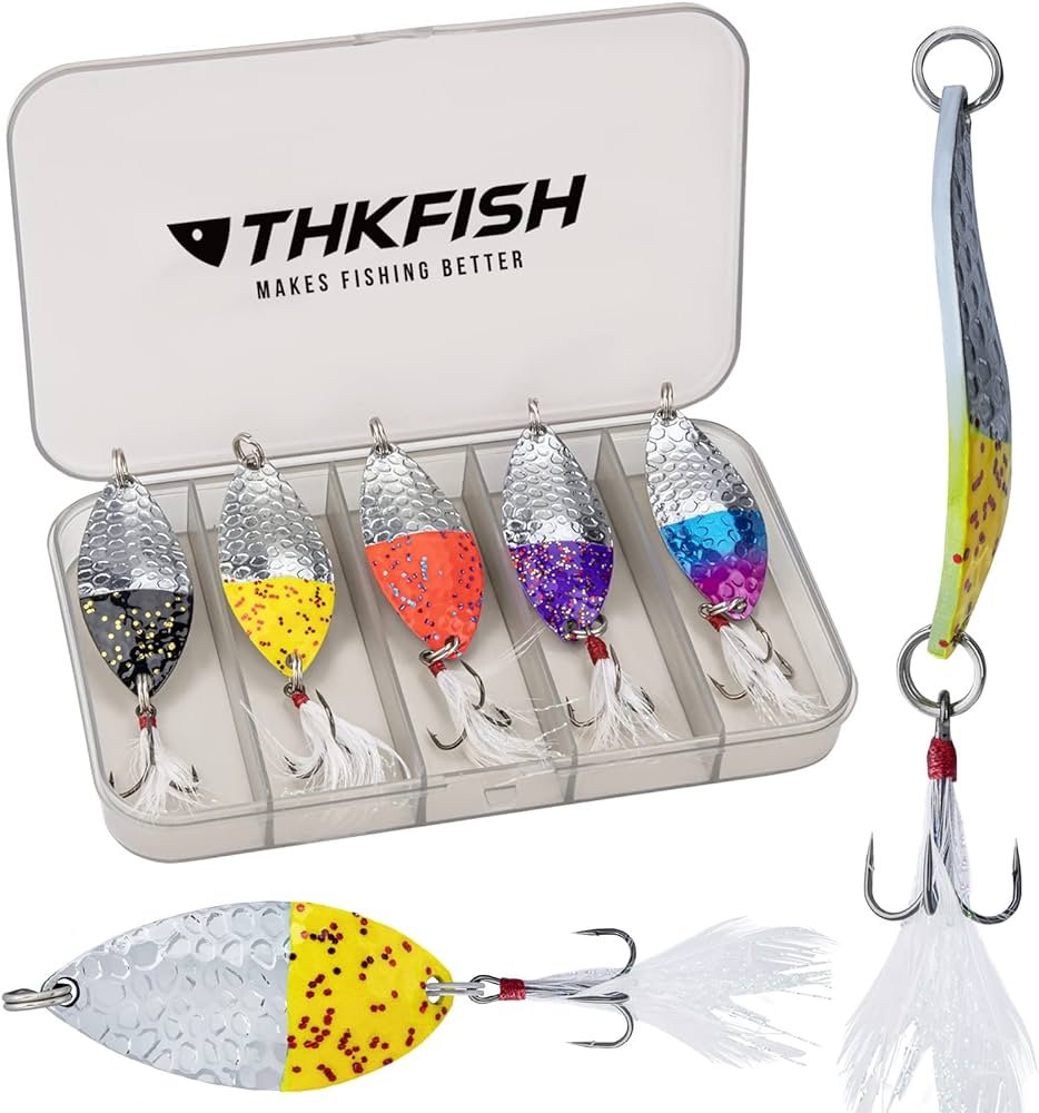 THKFISH Cebos de cucharilla para Pesca 3,5g 5g 7g 10g 14g Señuelos de Pesca Cucharillas Pesca para Trucha 5 Piezas