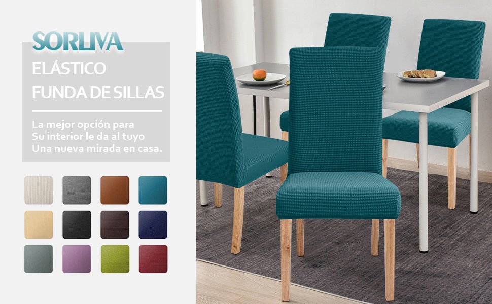 sorliva Fundas para Sillas Pack de 6 Fundas Sillas Comedor Fundas ...