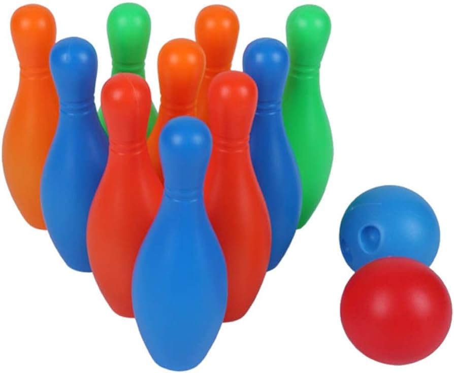 Amazon.com: Toyvian Juego de bolos de 10 colores, 2 bolos de bolos ...