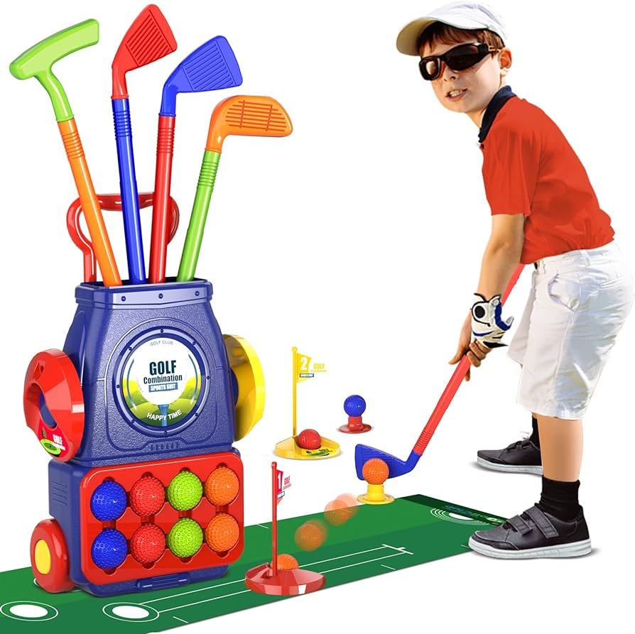 QDRAGON Juego de Golf para Niños, Mini Golf con 4 Palos de Golf, 8 ...