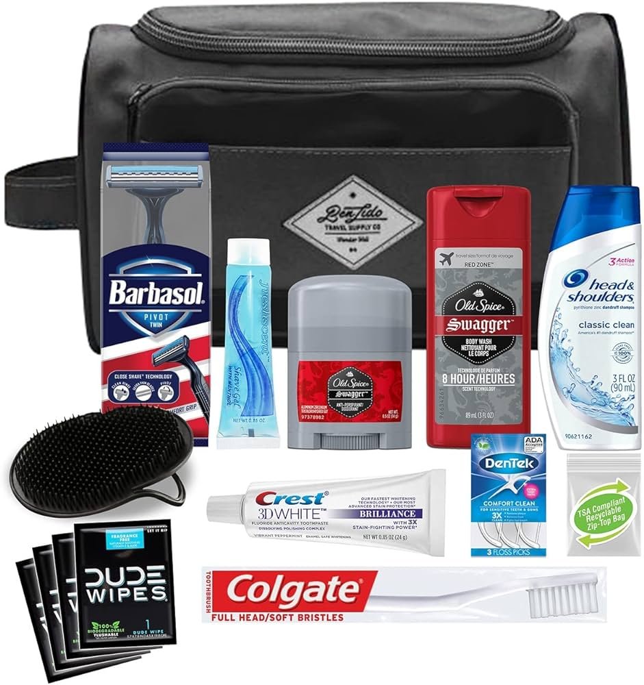 Kit de viaje Convenience Kits prémium para hombres, con 19 productos