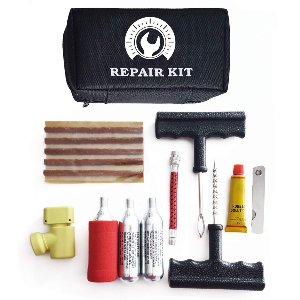 KIT REPARACIÓN PINCHAZOS coche moto + 3 BOMBONAS de GAS CO2 + ...