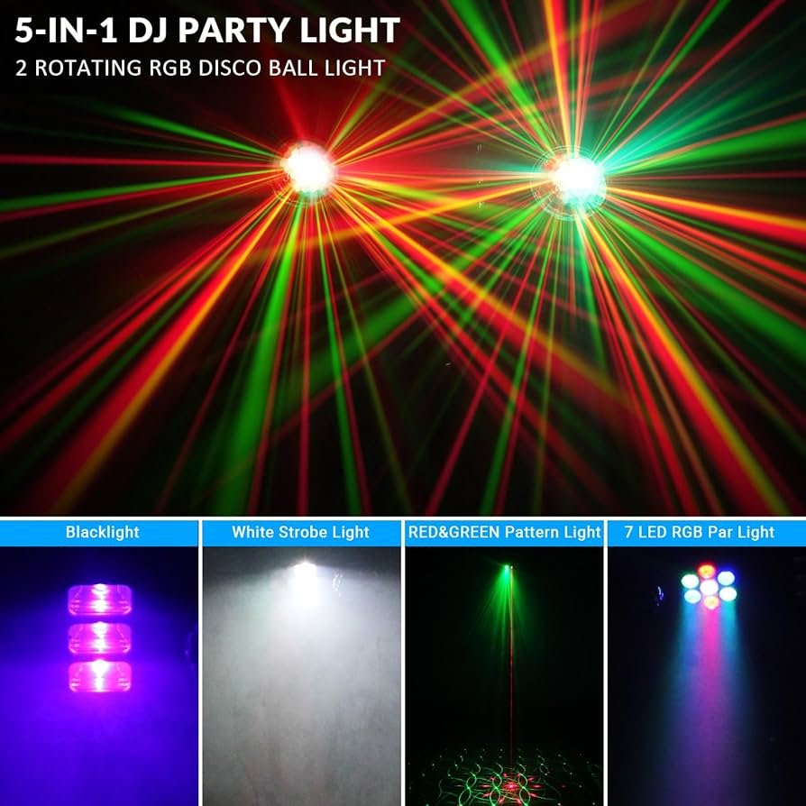 Amazon.com: Luces de DJ 5 en 1 con soporte, juego de luces de ...