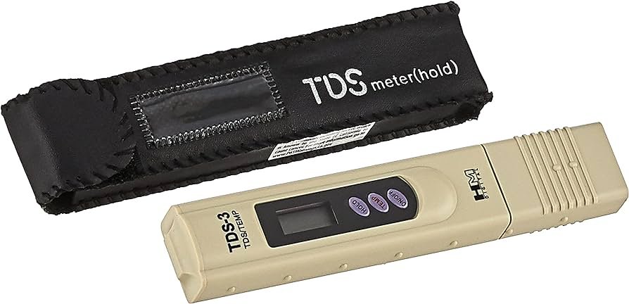 HM Digital TDS-3 medidor de TDS portátil con funda de transporte, rango de medición de TDS de 0 - 9990 ppm, resolución de 1 ppm, precisión de lectura...