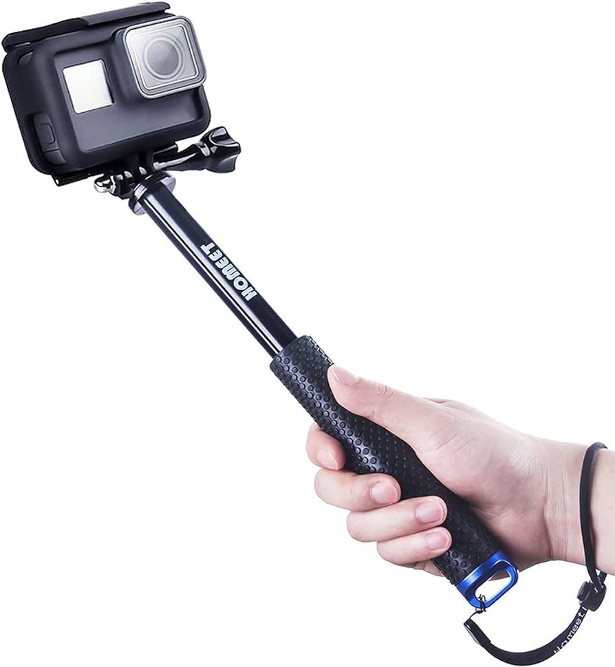 Homeet Palo Selfie para Cámara Deportiva, 49CM Monopié Extensible Camara Deportiva Palo Telescópico para Cámara de Acción y etc【Azul】