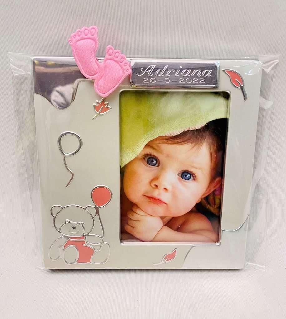 Marcos portafotos OSITO para bautizo de niña (pack de 5 unidades) GRABADO y DECORADO invitados bautismo detalle recuerdo