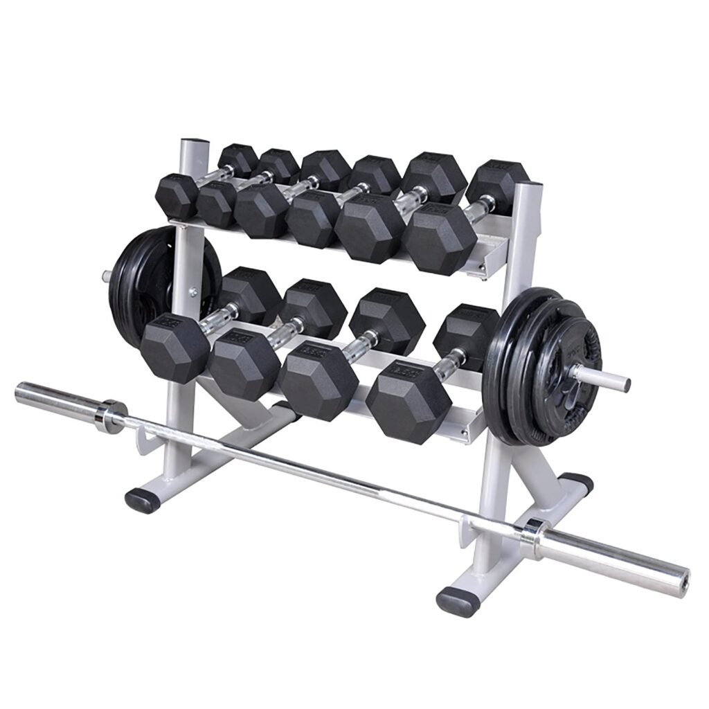 hujio Soporte Mancuernas, Soporte de Barras de Pesas Soporte para Bastidor de Almacenamiento de Gimnasia, 2 Niveles, Robusto y Duradero, MAX 300kg,...