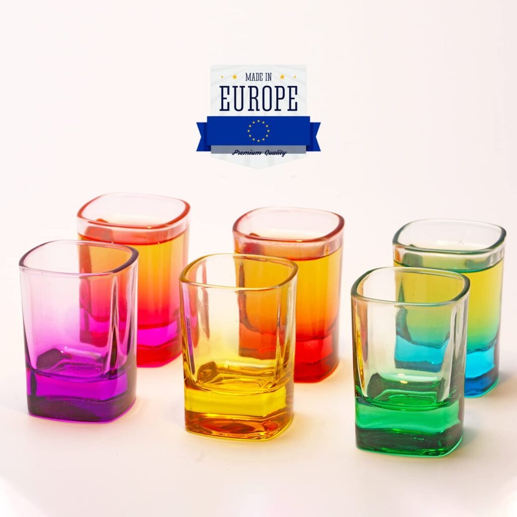 Amazon.com: The Buybox - Juego de 6 vasos de chupito de colores ...