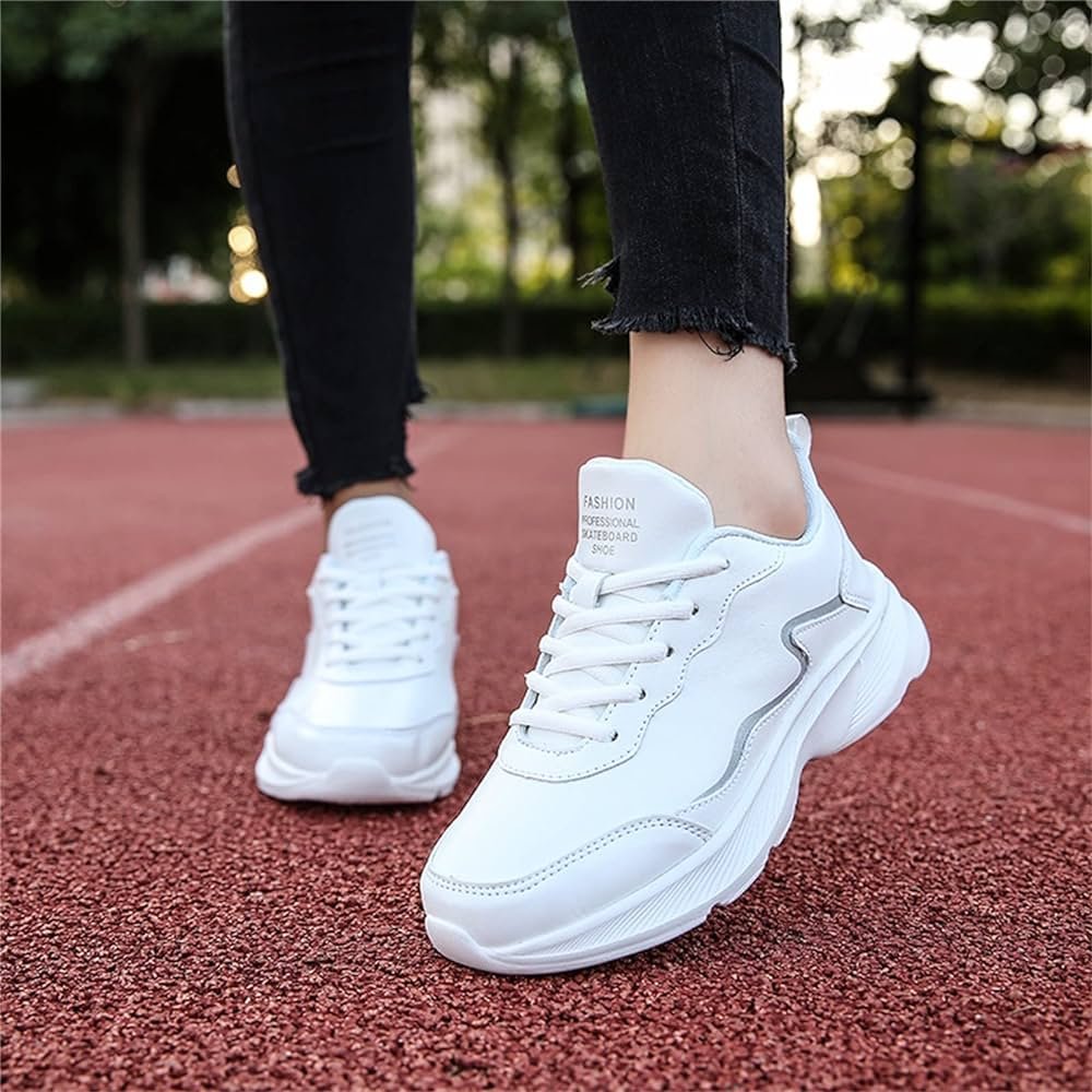 Zapatillas Mujer Casual Zapatillas de Deporte de Color, Zapatos de Mujer con Cordones, tacón Redondo, Cabeza Plana sólida, Zapatillas de Deporte de...