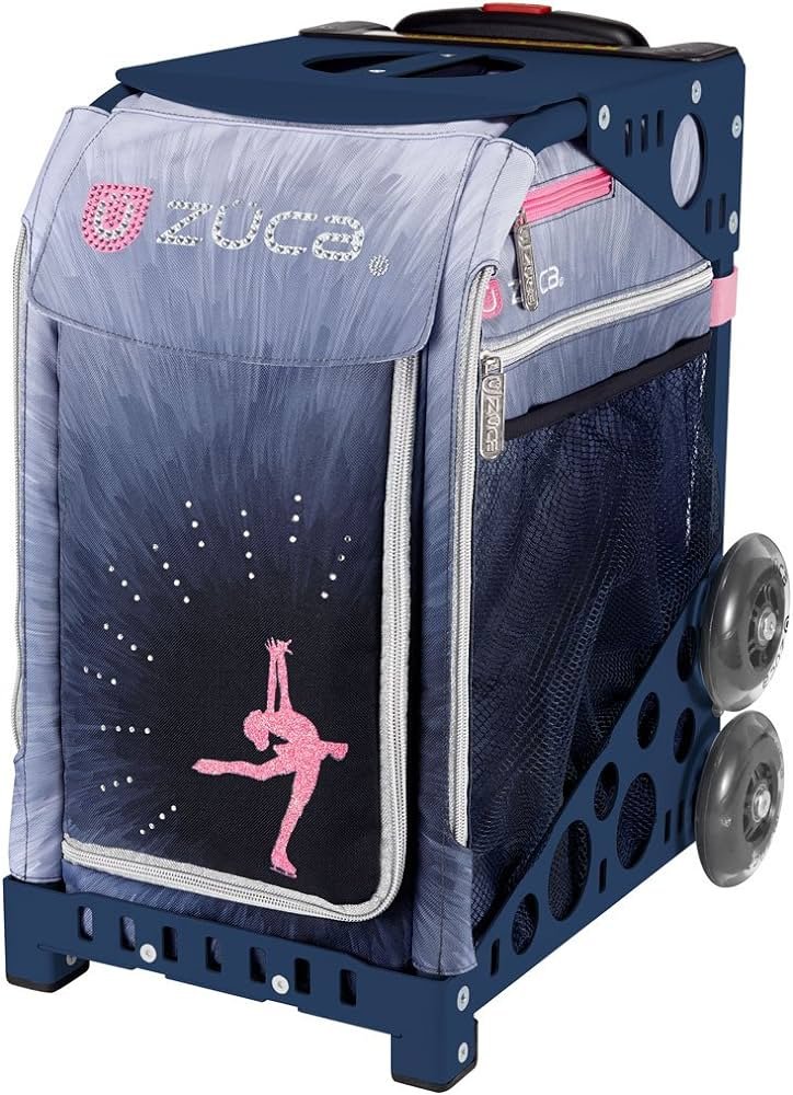 ZUCA Ice Dreamz Lux Sport - Bolsa de inserción y marco azul marino con ruedas intermitentes